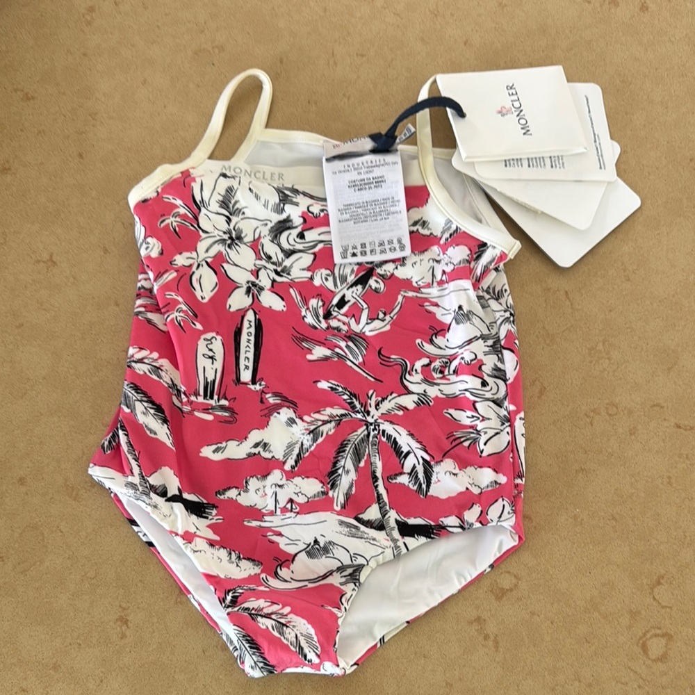 Moncler Kids Pink Floral Swimsuit